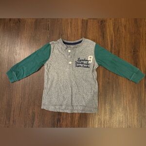 Gray and Green 3T baseball long-sleeve tee